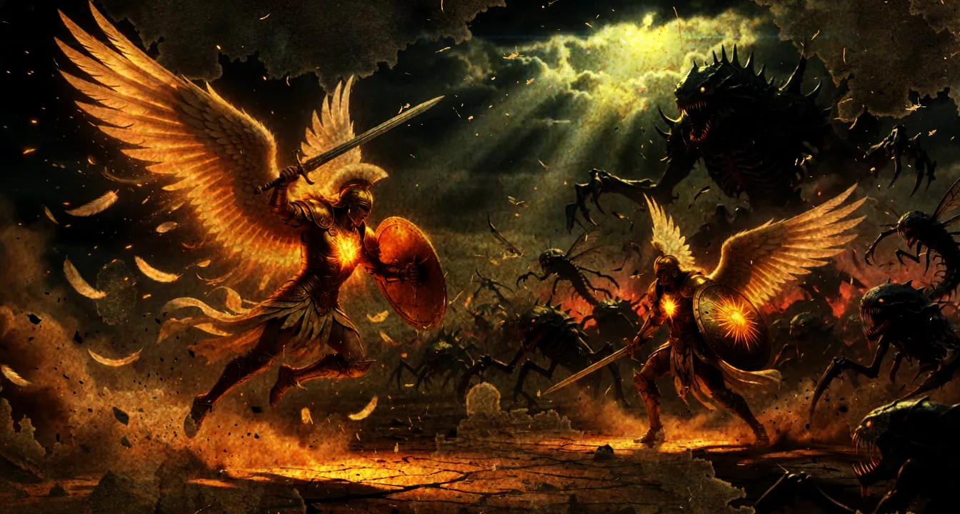 Angels and demons locked in battle