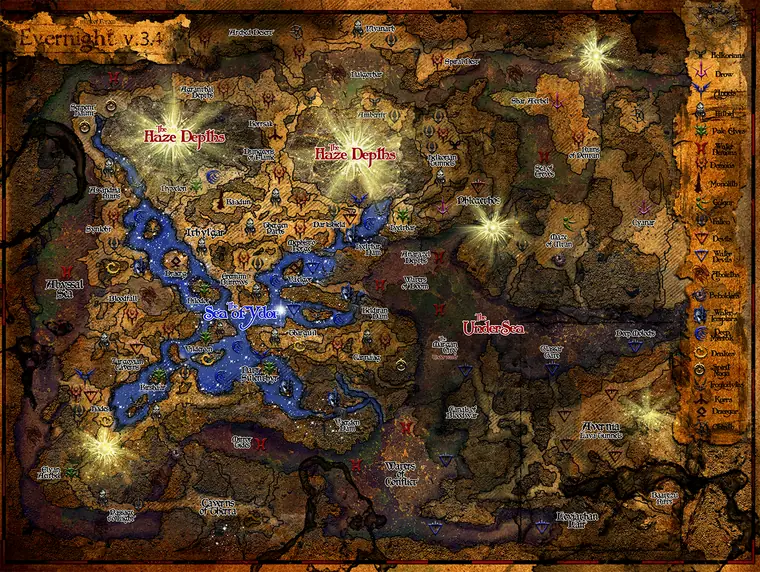 Map — Evernight. The endless depths below the surface