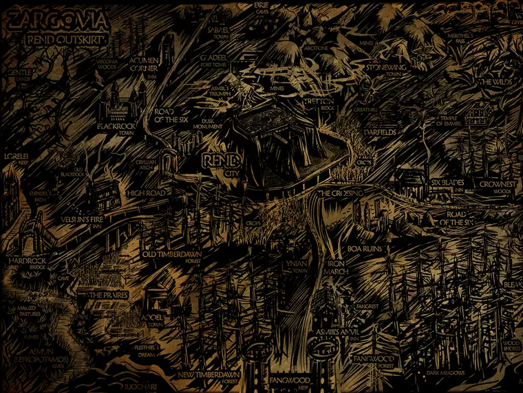 Map — Rend Outskirts. The lands surrounding the city of Rend.