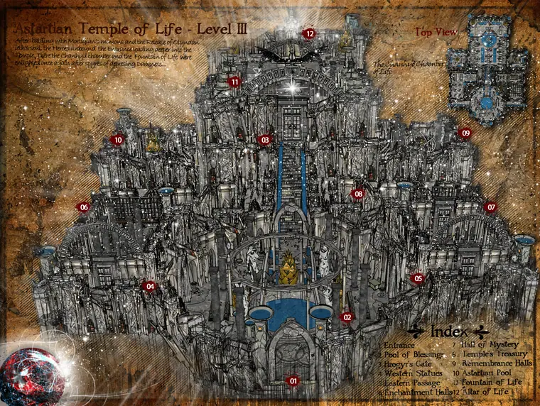 Map — Temple of Life — Level Three. Floor plan of the third level of the Temple of Life.