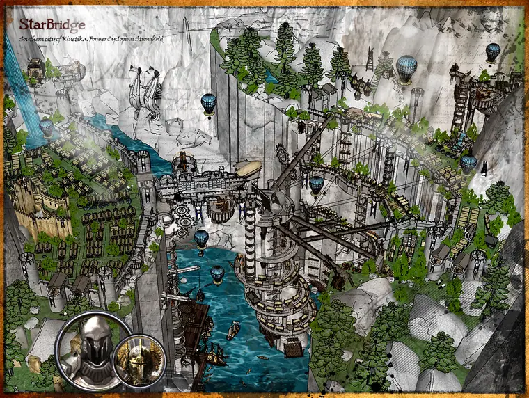 Map — The Star Bridge. The mechanical wonder of the gnomish Star Bridge.